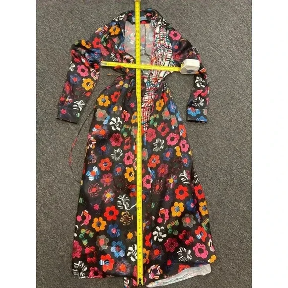 Jonathan Cohen Womens Multicolor Budgie Floral Silk Blanket Maxi Dress S…